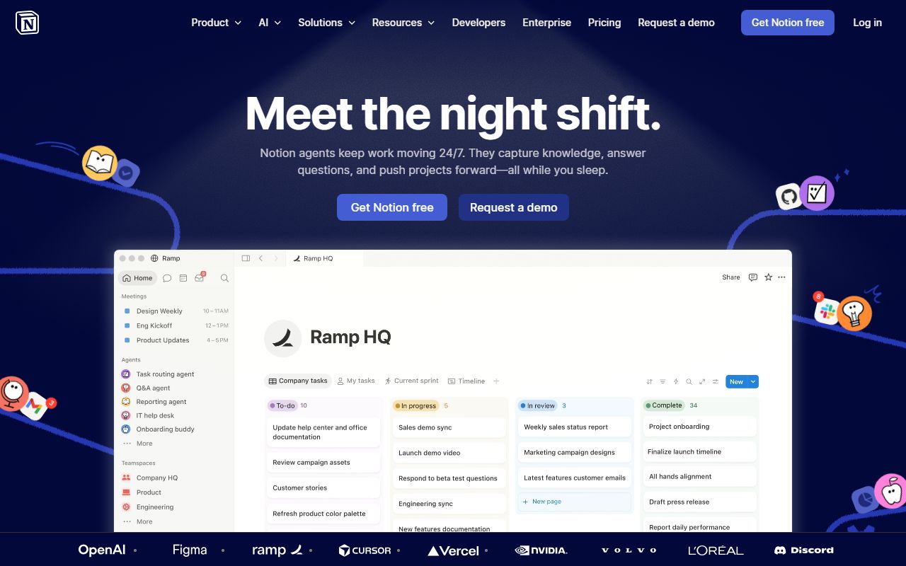Notion workspace homepage showing docs, databases, and project views inside the all-in-one productivity app